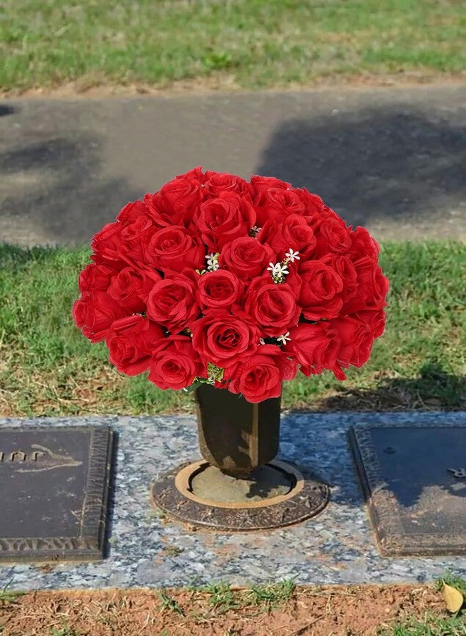 GnFlus Red Roses Artificial Flowers, 2 Pack Rose Fake Flower Bouquets Realistic Faux Silk Flowers for Vase Bridal Bouquet Wedding Centerpieces Arrangements Home Décor - Image 4